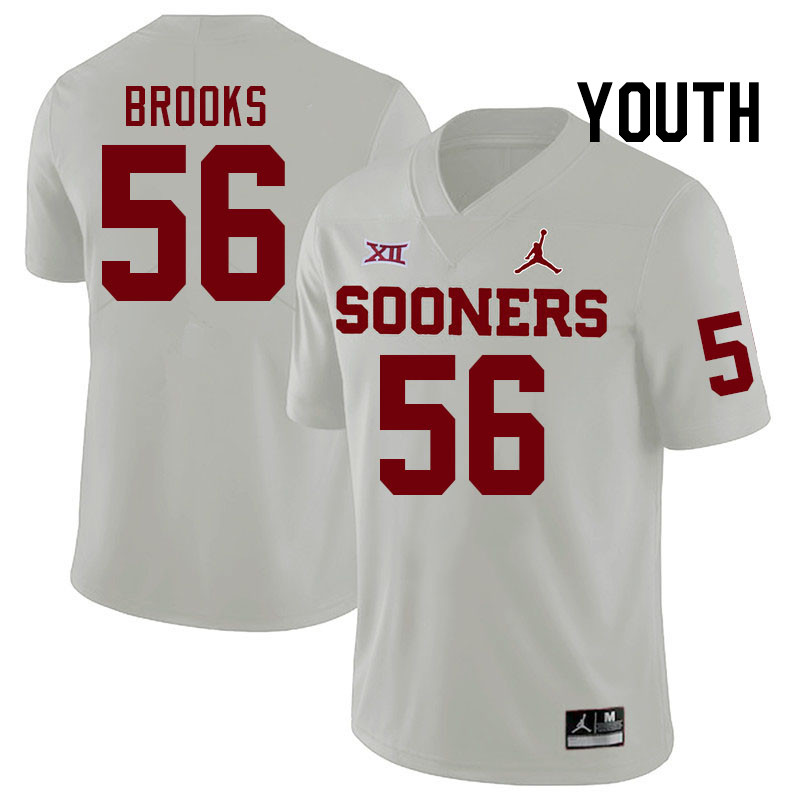 Youth #56 Eugene Brooks Oklahoma Sooners College Football Jerseys Stitched-White